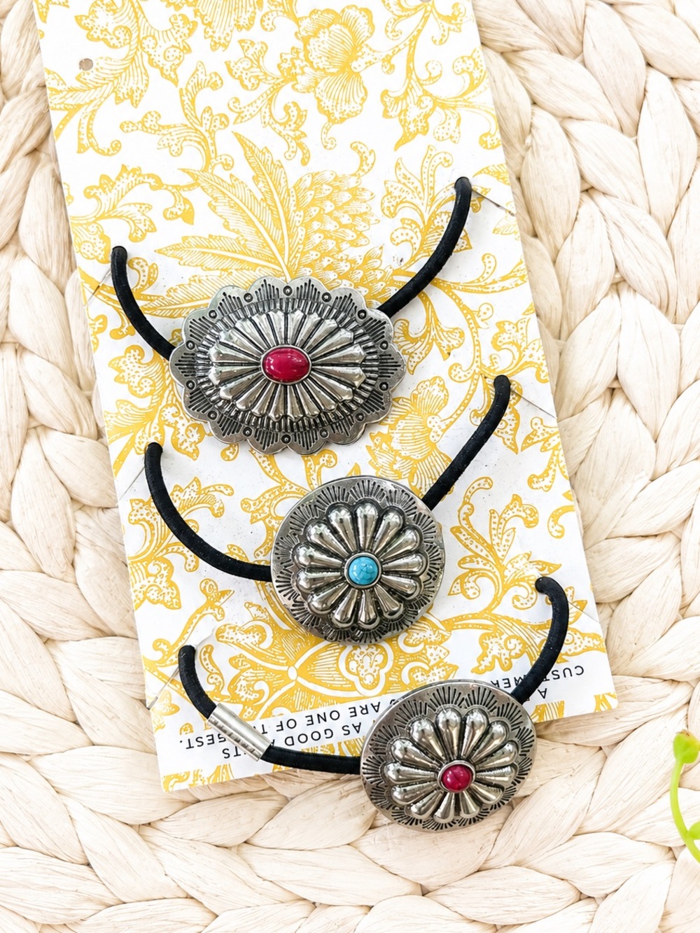 Plunder Western Concho Hair Tie Set | Silver Southwest Ponytail Holders